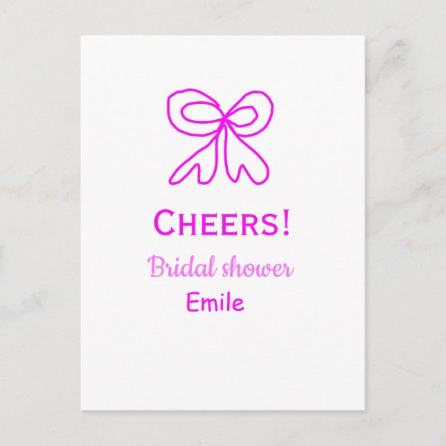 Carte Postale Tasse violet rose ruban douche de mariage ajouter  (Devant)