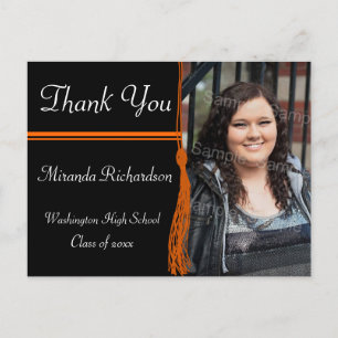 Carte Postale Tassel Orange & Black Graduation Party
