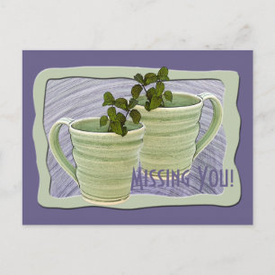 Carte Postale Tasses de thé vertes en forme de spirale personnal