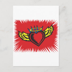 Carte Postale Tatouage au coeur de l'ange volant