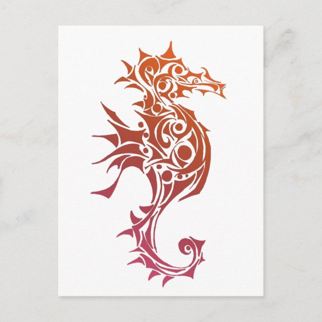 Carte Postale Tatouage de la tribu des chevaux de mer rouges et  (Devant)