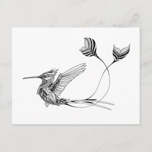 Carte Postale Tatouage d'oiseaux psychedlic