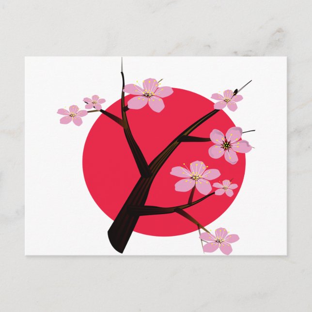 Carte Postale Tatouage japonais en fleurs de cerisier (Devant)