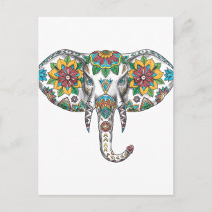 Carte Postale Tatouage Mandala à la tête de l'éléphant