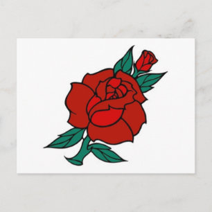Carte Postale Tatouage Rose vintage