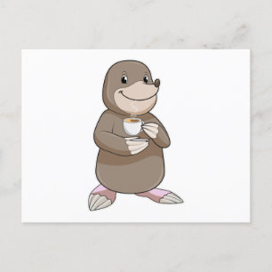 Carte Postale Taupe avec Tasse à Café