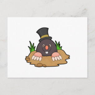 Carte Postale Taupe avec Taupinière & Chapeau