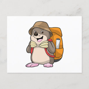Carte Postale Taupe comme randonneur avec bagages