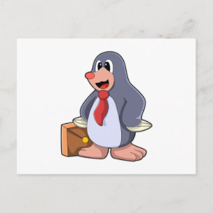 Carte Postale Taupe en tant qu'entrepreneur avec sac