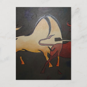 Carte Postale Taurean Bulls Animal Art Abstrait