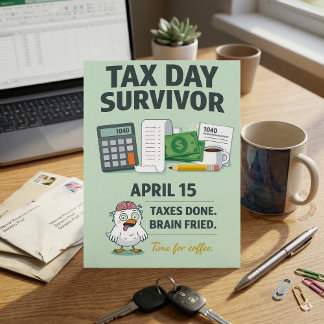 Carte Postale Taxes Done Brain Fried Funny April 15 Tax Survivor