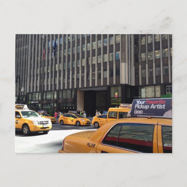 Carte Postale Taxi du district du vêtement cabine jaune New York (Devant)
