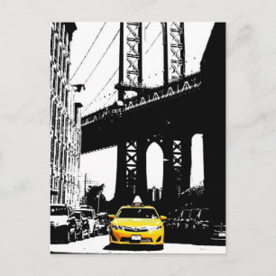 Carte Postale Taxi jaune de New York City Pont de Brooklyn Nyc