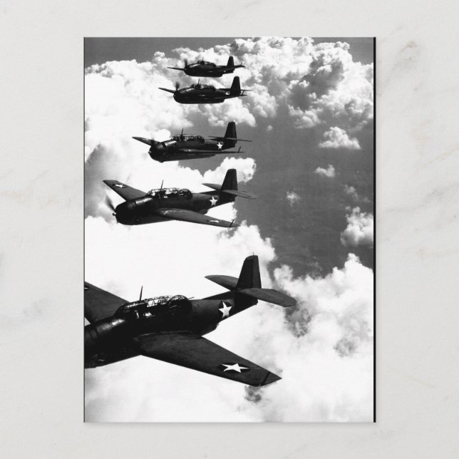 Carte Postale TBF (Avengers) volant en image formation_War (Devant)