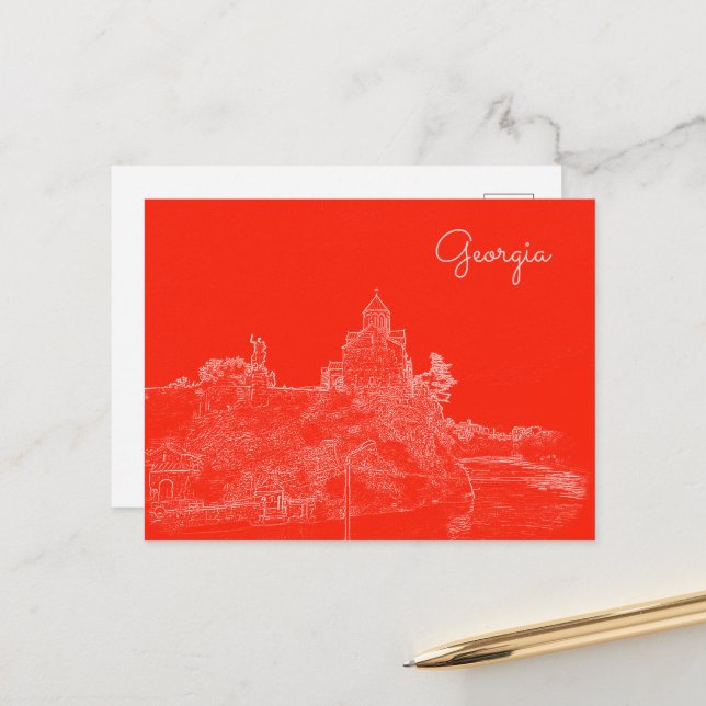 Carte Postale Tbilissi Géorgie - Plan d'architecture du paysage  (Devant/Arrière en situation)