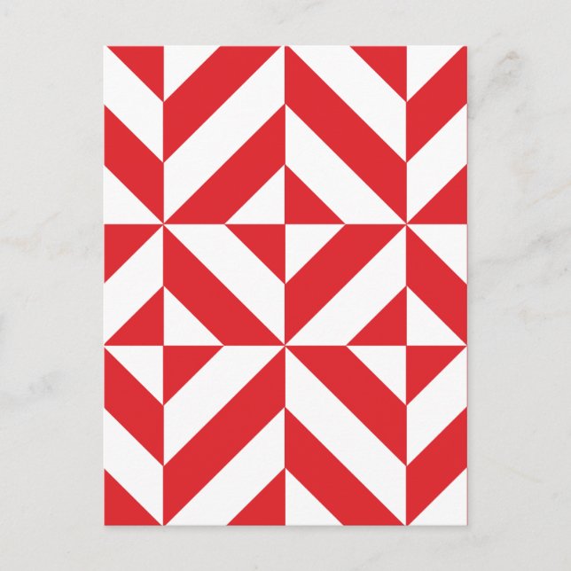 Carte Postale Tchry Red Geometric Deco Cube Pattern (Devant)
