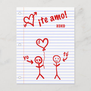 Carte Postale te amo croquis de papier de cahier