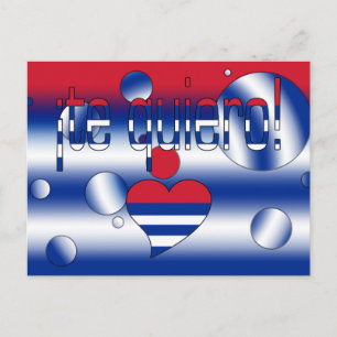 Carte Postale Te Quiero ! Cuba Drapeau couleurs Pop Art
