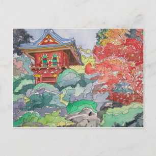 Carte Postale Tea House à San Francisco aquarelle peinture