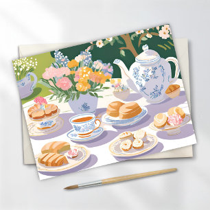 Carte Postale Tea Party   Belle Fête de Jardin Floral