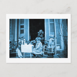 Carte Postale Tea Time avec les amis (Bleu Toné)