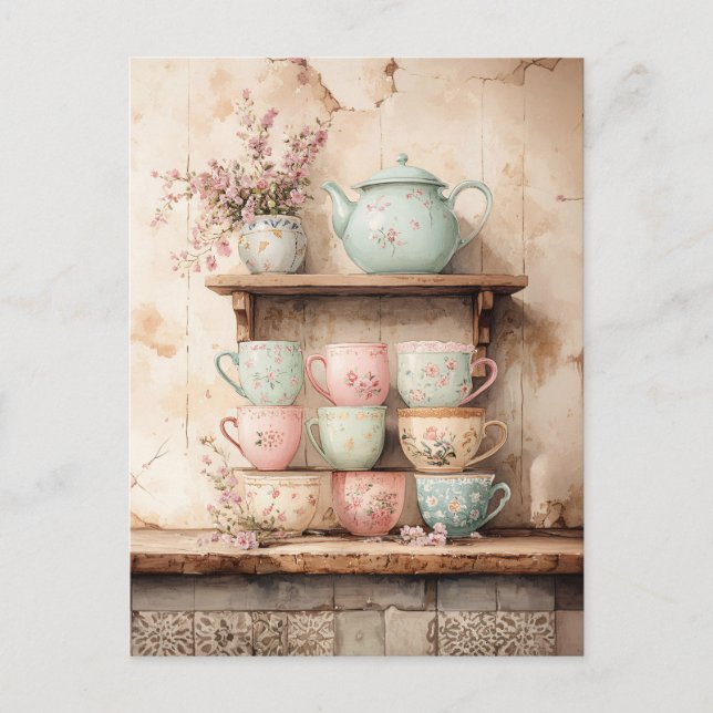 Carte Postale Tea-up et Tea-Pot Set rustique (Devant)
