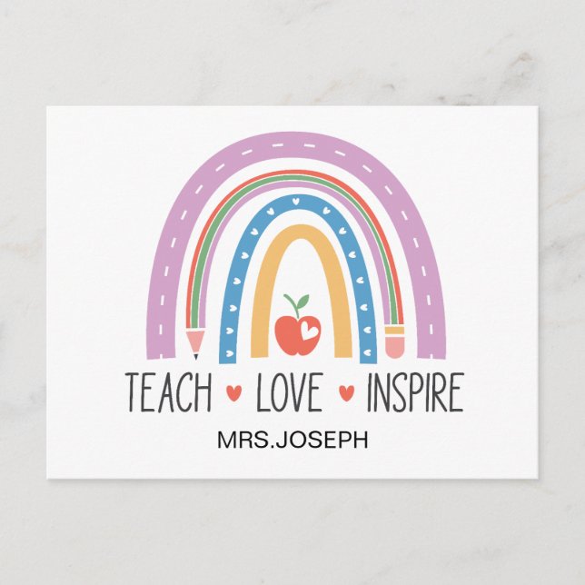 Carte Postale Teach Love Inspire Teacher  (Devant)