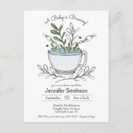 Carte Postale Teacup Floral Tea Party Baby shower Pos