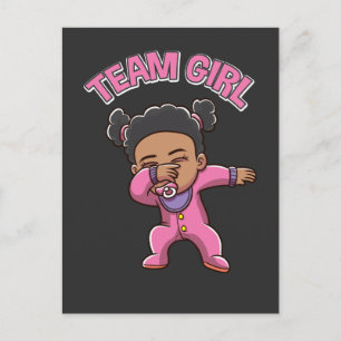 Carte Postale Team Girl Genre Reveal Party Dabbing Black Baby