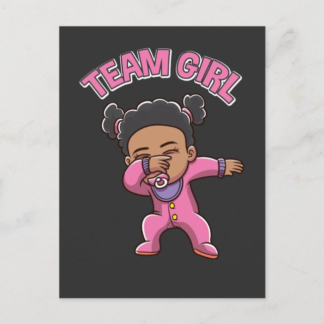 Carte Postale Team Girl Genre Reveal Party Dabbing Black Baby (Devant)