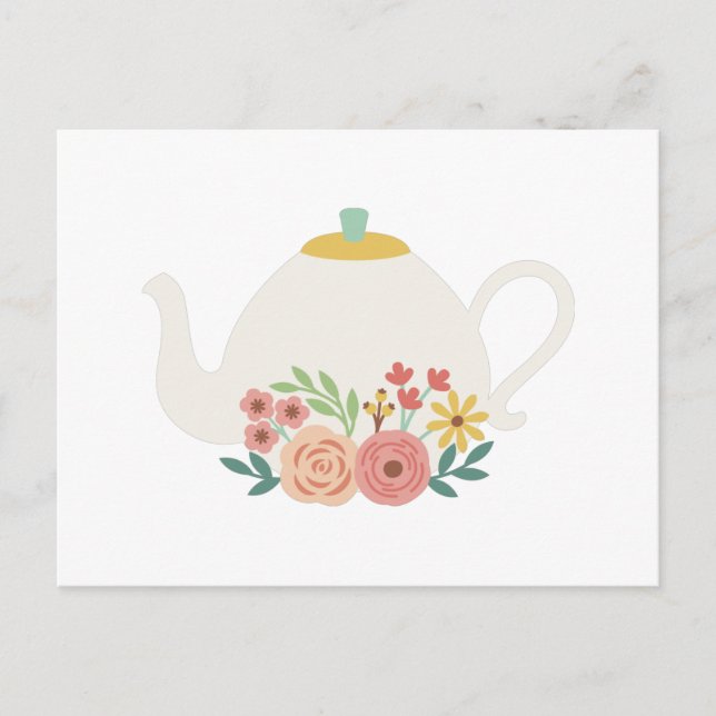 Carte Postale Teapot floral (Devant)