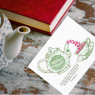Carte Postale Teapot grâce et bénédictions Inspirationnel