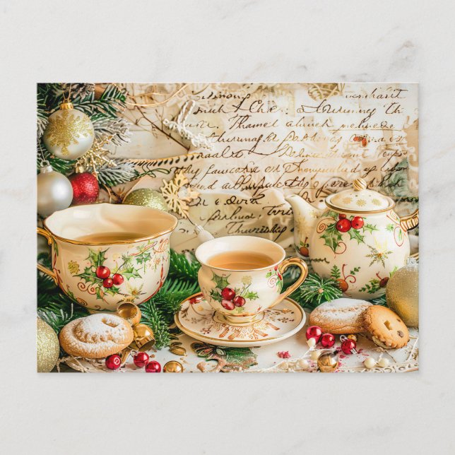 Carte Postale Teapot Set de Christmas (Devant)