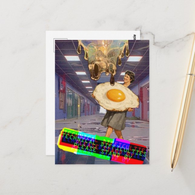 Carte Postale Techincal Difficulties Please Stand By Collage (Devant/Arrière en situation)