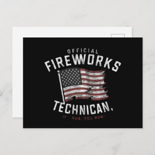 Carte Postale Technicien Officiel De Fireworks Si Je M'Exécute,