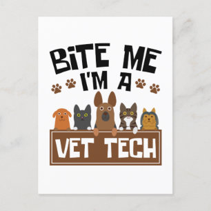Carte Postale Technicien vétérinaire Bite Me Je suis technicien
