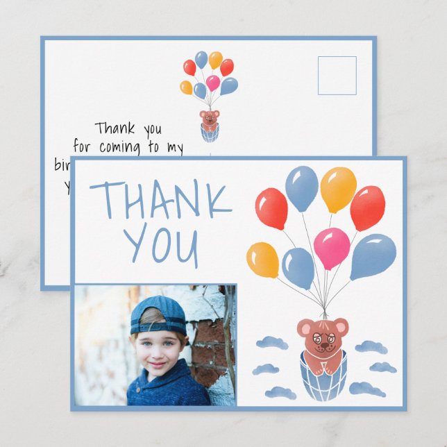 Carte Postale Teddy Bear Balloons Enfants Photo Anniversaire Mer (Devant / Derrière)