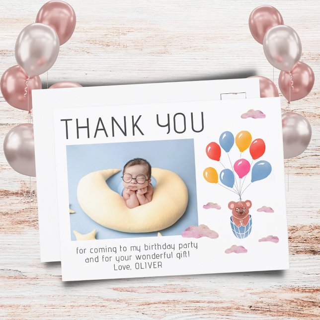 Carte Postale Teddy Bear Balloons Enfants Photo Anniversaire Mer (Créateur téléchargé)