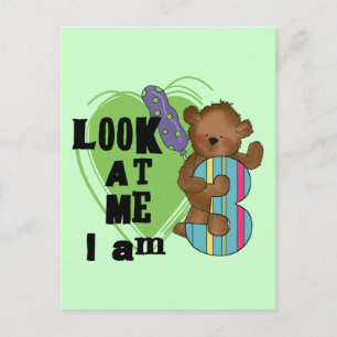 Carte Postale Teddy Bear Je suis 3 Tshirts et cadeaux d'annivers