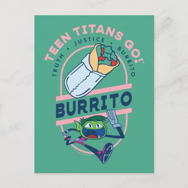 Carte Postale Teen Titans Go ! Beast Boy "Truth Justice Burrito" (Devant)