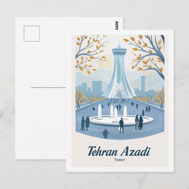 Carte Postale Tehran Azadi Tower Iran Vintage voyage Place (Devant / Derrière)