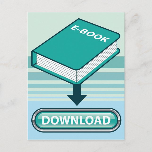 Carte Postale Télécharger le bouton Ebook avec l'icône Book (Devant)