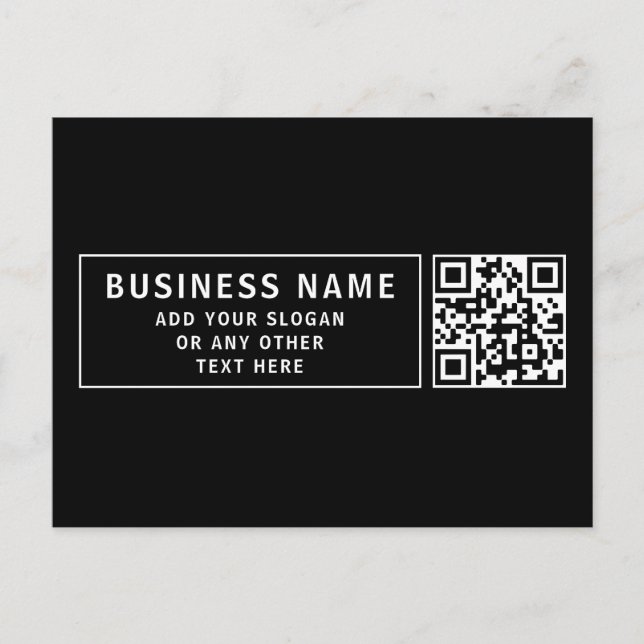 Carte Postale Télécharger le code QR ou le logo | Noir moderne (Devant)