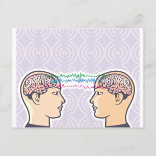 Carte Postale Télépathie entre le cerveau humain par ondes céréb