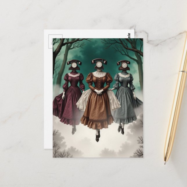 Carte Postale Telephone Ladies (Devant/Arrière en situation)