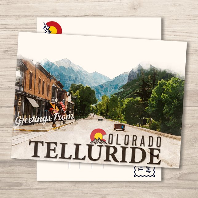 Carte Postale Telluride Colorado Ski Mountains Aquarelle (Créateur téléchargé)