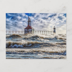 Carte Postale Tempête À St Joseph LighthousAllez Bien Bientôt Ca