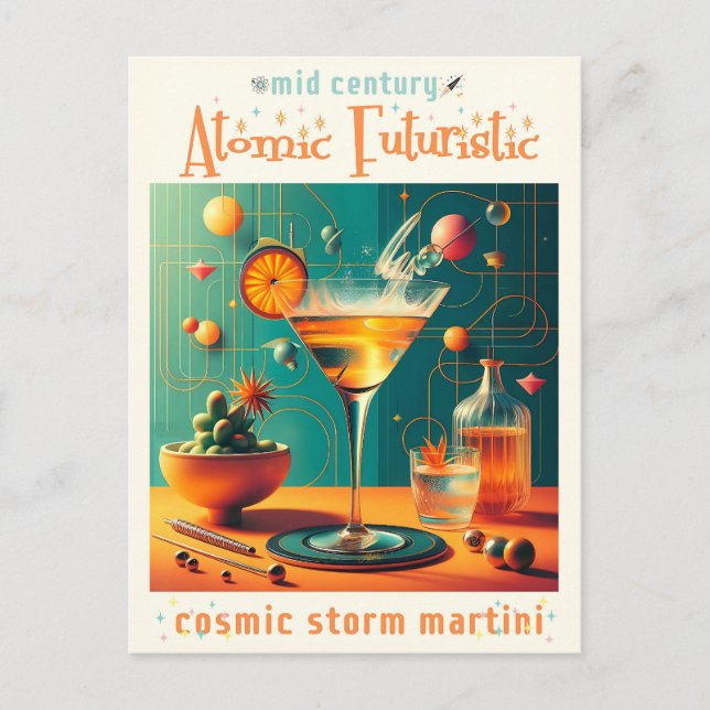 Carte Postale Tempête cosmique futuriste atomique Martini (Devant)
