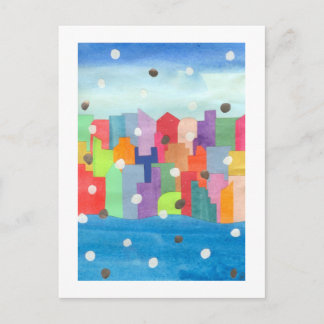 Carte Postale Tempête de neige de ville