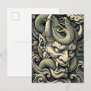 Carte Postale Tempête de serpent démon aux cornes féroces Pop Ar